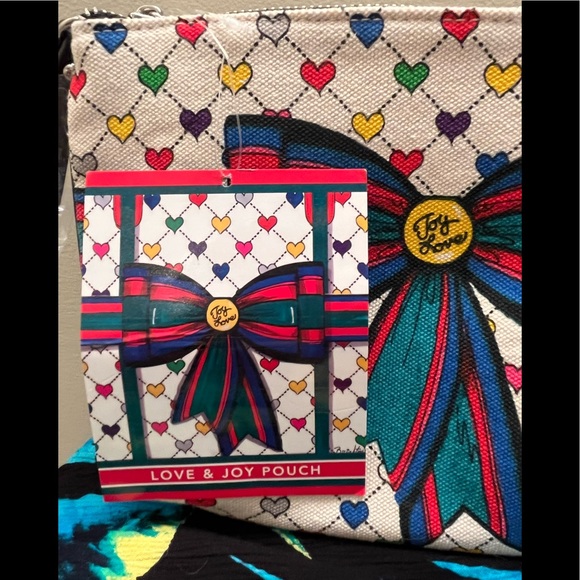 NWT Brighton Love & Joy Crossbody Canvas Pouch Purse with Tassel, Hearts, bows - Picture 6 of 8
